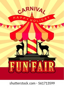vector illustration cheerful children carousel of fun fairs and carnivals festive background