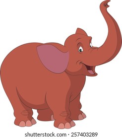 Vector illustration, cheerful cute elephant on a white background