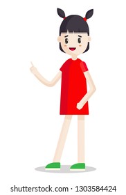 Vector illustration of cheerful, cute teen girls on white background