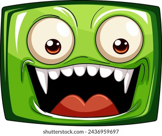 Vector illustration of a cheerful green monster
