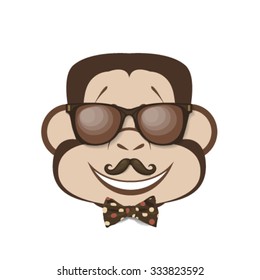 Vector illustration of cheerful monkey. 2016 year symbol