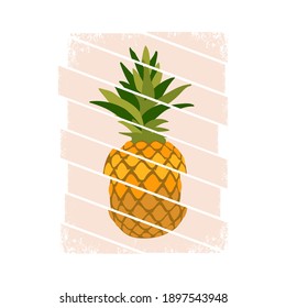 Vector illustration of a cheerful pineapple.Typography for printing T-shirts.