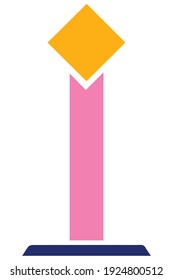 Vector illustration of a cheerful rhombus i-letter logo template that forms a monument. 4000x6000 pixel perfect.