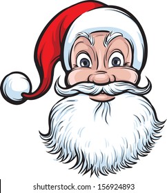 Vector illustration of cheerful Santa Claus isolated face. Easy-edit layered vector EPS10 file scalable to any size without quality loss. High resolution raster JPG file is included. 