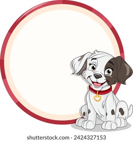 Vector illustration of a cheerful sitting puppy