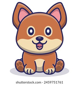 Vector illustration of a cheerful, smiling cartoon dog. Ideal for children’s designs, pet care themes