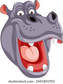 Vector illustration of a cheerful smiling hippopotamus