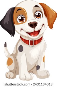 Vector illustration of a cheerful, spotted dog