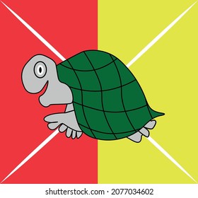 Vector illustration of a cheerful turtle.Children's picture.