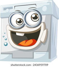 Ilustración vectorial de una lavadora alegre