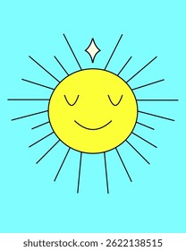 a vector illustration of cheerful yellow smiling sun