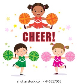 Vector illustration of cheerleader with Pom Poms