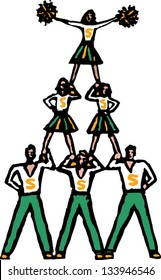 Vector illustration of cheer-leading pyramid