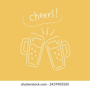 
Vector illustration of cheers to beer