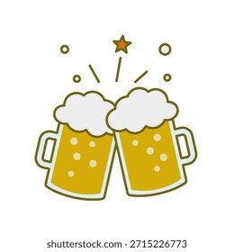 Ilustración vectorial de Cheers con Vaso de Taza de Cerveza 