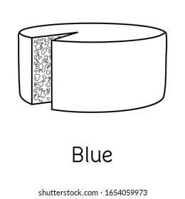 Vector illustration of cheese and blue sign. Graphic of cheese and piece stock symbol for web.