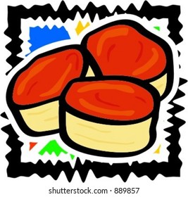 A vector illustration of cheese buns.