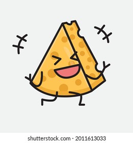 Ilustración vectorial del personaje de queso con cara linda y un simple dibujo de la línea corporal en un fondo aislado