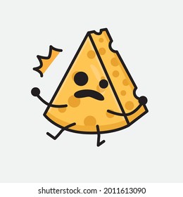 Ilustración vectorial del personaje de queso con cara linda y un simple dibujo de la línea corporal en un fondo aislado