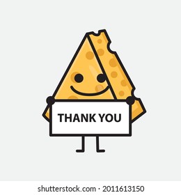 Ilustración vectorial del personaje de queso con cara linda y un simple dibujo de la línea corporal en un fondo aislado