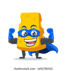 vector illustration of cheese character or mascot wearing super hero costume svg
