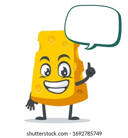 vector illustration of cheese character or mascot says with blank balloon speech