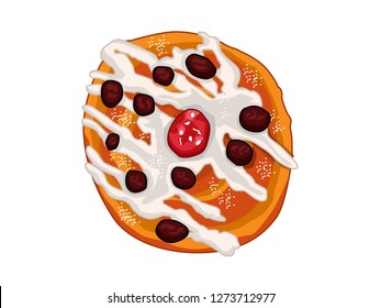 Vector illustration of cheese danish bread, vector bread isolated on white background, cute cartoon vector illustration of a cake.