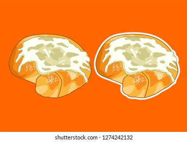 Vector illustration of cheese danish bread, vector bread.