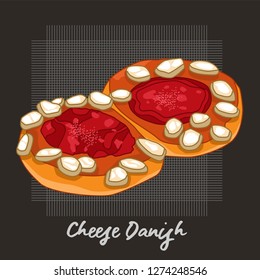 Vector illustration of cheese danish bread, vector bread.