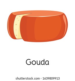 Vector illustration of cheese and gouda sign. Graphic of cheese and block vector icon for stock.
