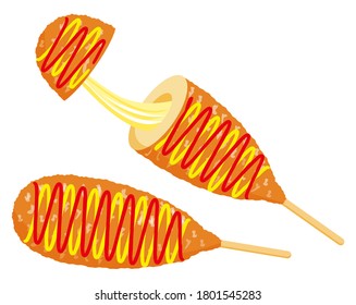 Vector illustration of Cheese hot dog
