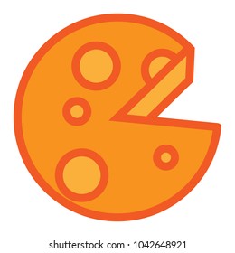 Vector illustration of cheese. Icon cheese logo. Label cheese with holes.