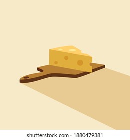 Vector illustration. Cheese vector icon on background. Flat yellow milk food symbol design. Triangle block cheese illustration.