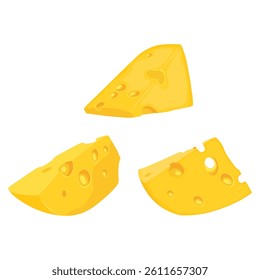 Vector illustration cheese  icon sset parts and slices clip art collection flat illustration. Perfect for illustration, icon, educational purpose, advertising, infographic content