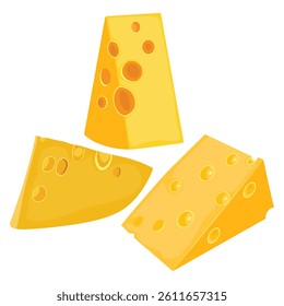 Vector illustration cheese  icon sset parts and slices clip art collection flat illustration. Perfect for illustration, icon, educational purpose, advertising, infographic content