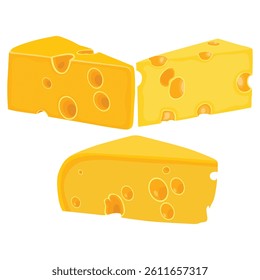 Vector illustration cheese  icon sset parts and slices clip art collection flat illustration. Perfect for illustration, icon, educational purpose, advertising, infographic content