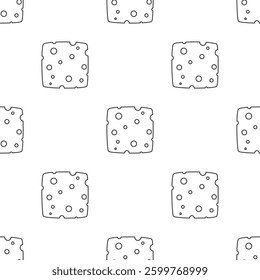 vector illustration of cheese isolated on white background, seamless pattern of slice cheese in outline