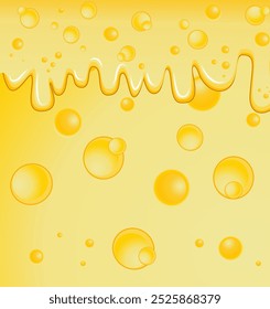 Vector illustration of cheese melt isolated on cheese background.	

