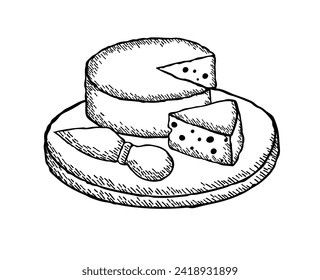 Vector illustration of a cheese on a board 