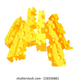 Vector Illustration of the Cheese on the White Background