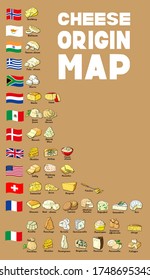 Vector illustration cheese origin world map