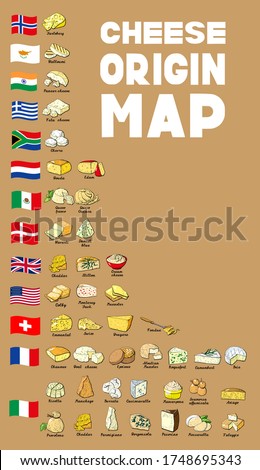 Vector illustration cheese origin world map