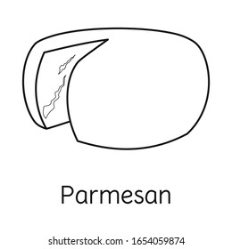 Ilustración vectorial del queso y símbolo parmesano. Elemento web de la ilustración vectorial de la población de queso y rodajas.