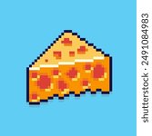 Vector Illustration of cheese with Pixel Art Design, perfect for game assets themed designs