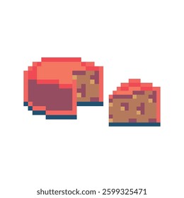 Vector illustration. Cheese pixel art