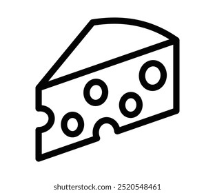 Vector illustration of a cheese slice icon, perfect for food, dairy, and culinary-themed designs. Editable stroke.