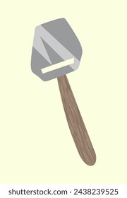 Vector illustration of a cheese slicer. Stainless steel metal with wooden handle 