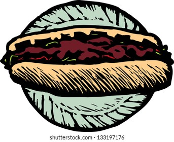 Vector illustration of cheese steak sandwich