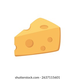 Vector Illustration of Cheese Wedge with Round Holes and Yellow Rind Isolated on White Background