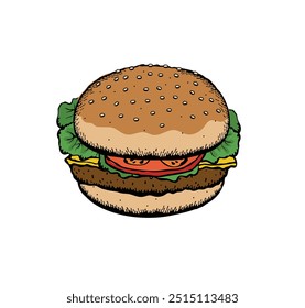 Vector illustration of a cheeseburger